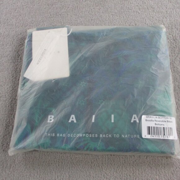 BAIIA Brasilia Reversible Bikini Bottoms Womens 18 Green Swimming Beach NWT - Picture 2 of 5